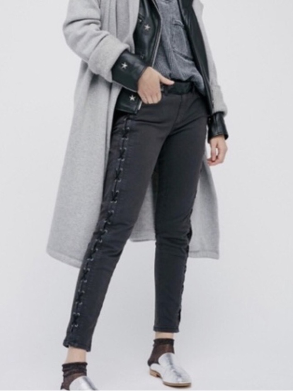 NWT Blank NYC Carbon Full Lace up Side Jeans